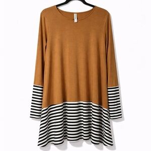 Zenana Premium Brown and Black Striped Tunic